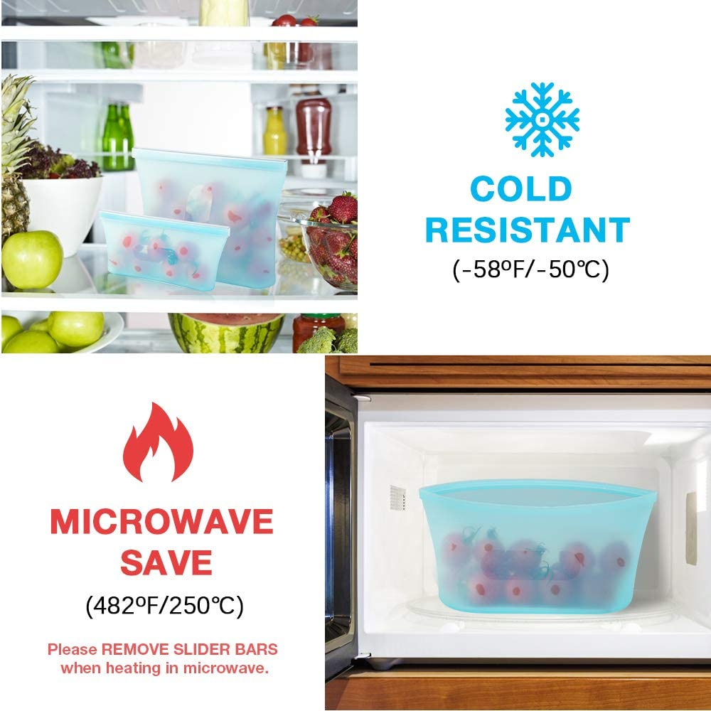 1176 Reusable Airtight Seal Storage Freezer Leak-Proof Silicone Food Bag (Pack of 2) (350ml & 750ml) - SkyShopy 1176 Reusable Airtight Seal Storage Freezer Leak-Proof Silicone Food Bag (Pack of 2) (350ml & 750ml) - SkyShopy
